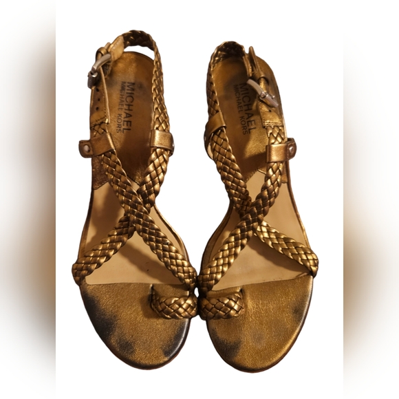 Micheal Kors Gold Heel Sandals Slingback - Picture 1 of 4